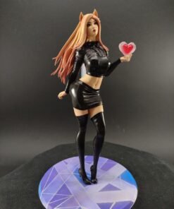 Full-body shot of Ahri resin figure in spellcasting pose with swirling tails