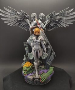 Full-body Claymore resin statue in battle-ready pose with drawn sword