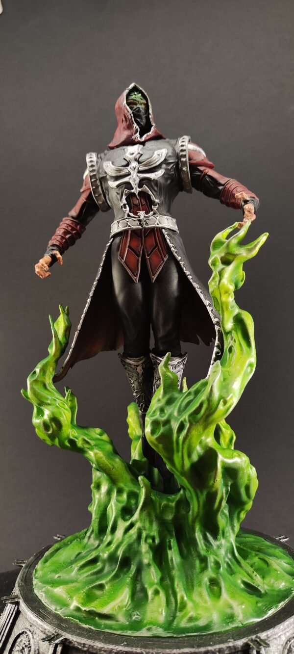 Low angle shot of Ermac figure in mystic pose with outstretched arms