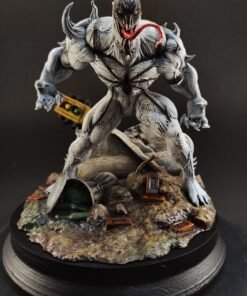 Full view of hand-painted Anti-Venom resin figure with white body and black details