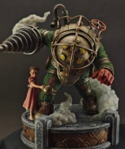 Full-body resin statue of Big Daddy with Little Sister by his side