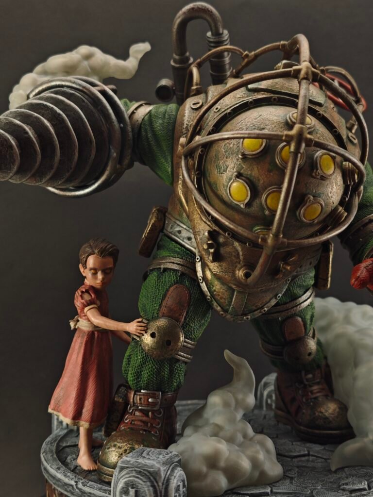 Side view showing Big Daddy's armor tubes and drill arm
