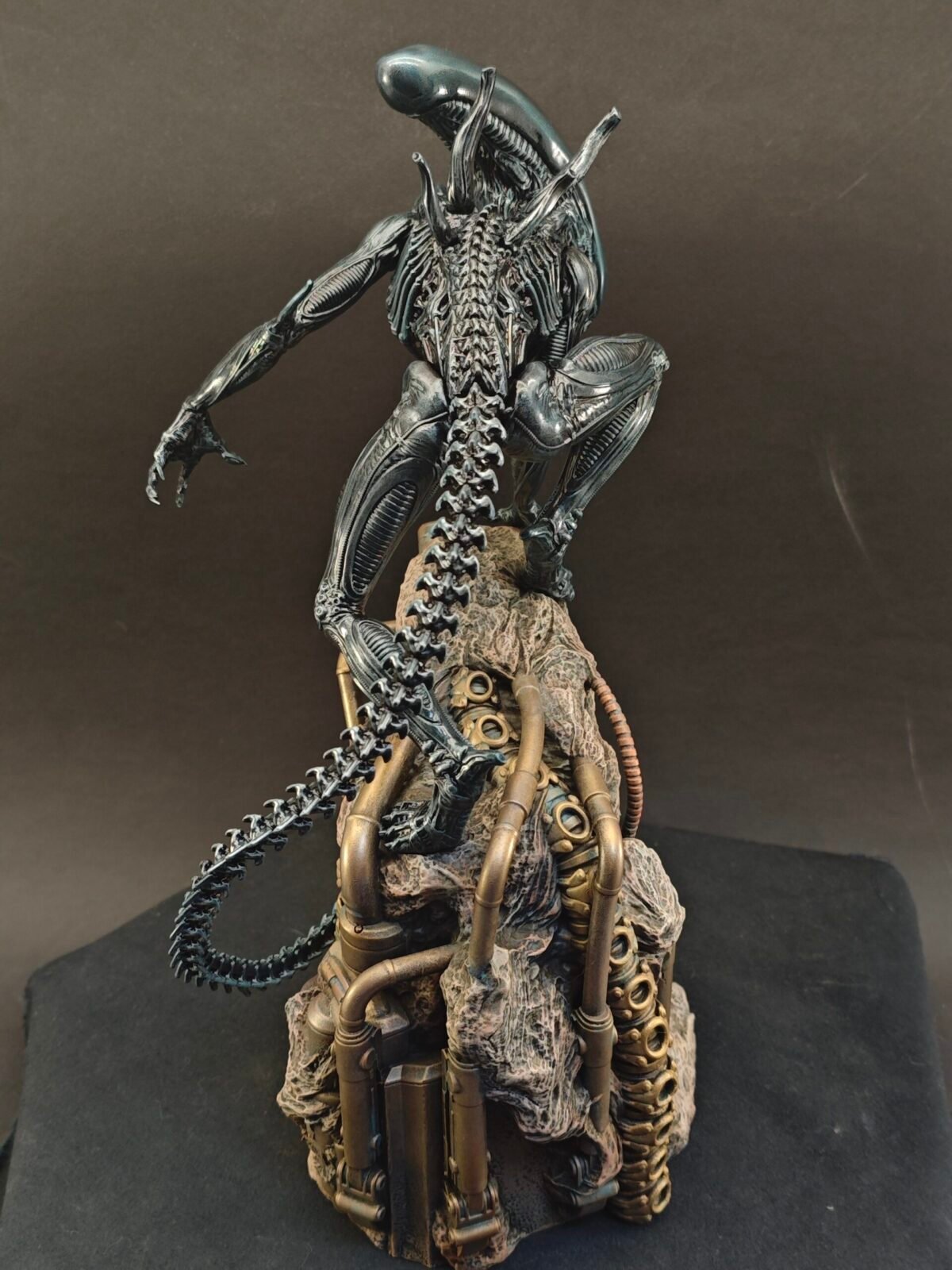 Back view showing tail curve, spine ridges, and detailed shoulder sculpt