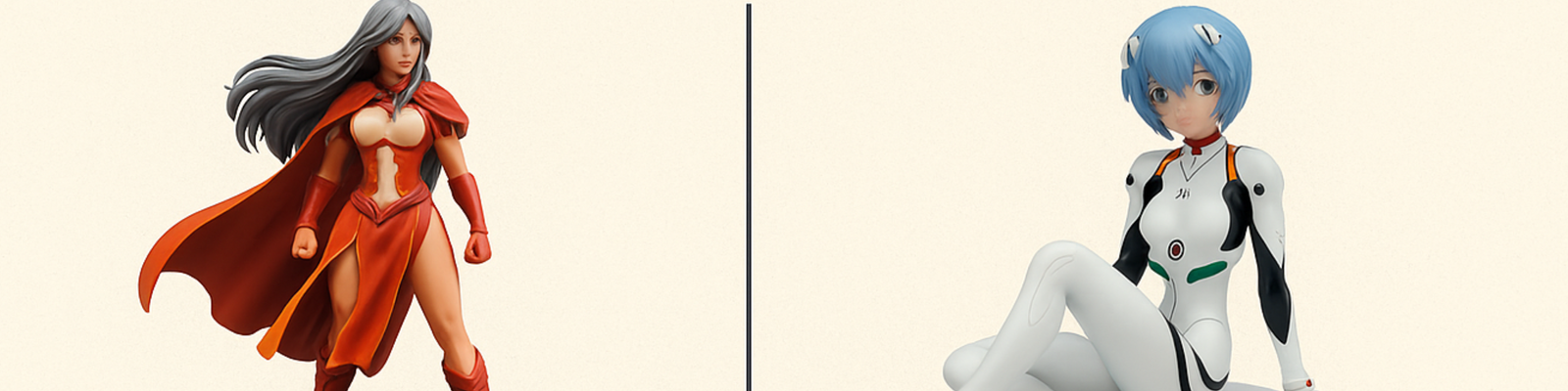 Resin vs PVC collectible figures banner comparing detail and style of both figure types