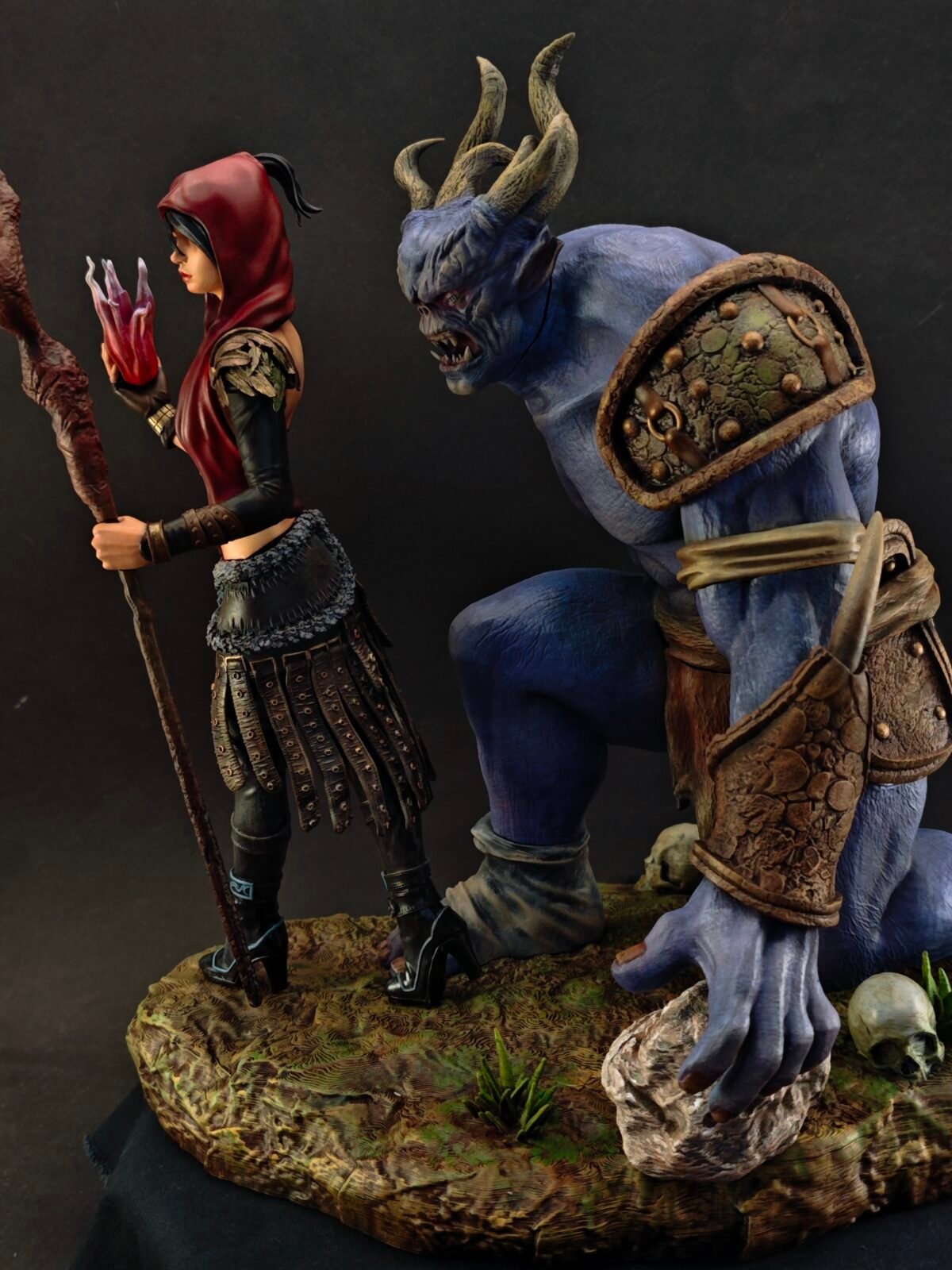 Female video game mage statue in high-resolution resin