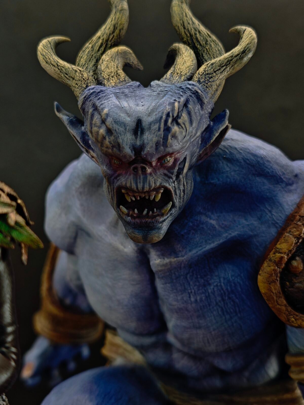 Close-up of facial detail on Ogre statue