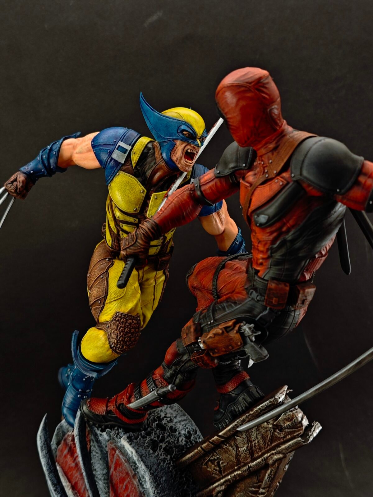 Low perspective showing the dramatic movement and tension of the scene