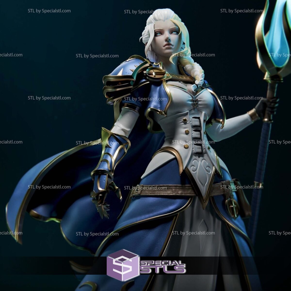 Hand-painted fantasy statue of a powerful sorceress