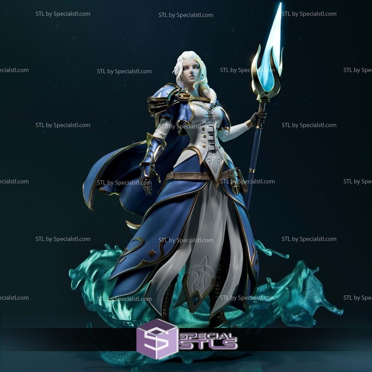 Jaina Proudmoore resin figure in arcane battle stance