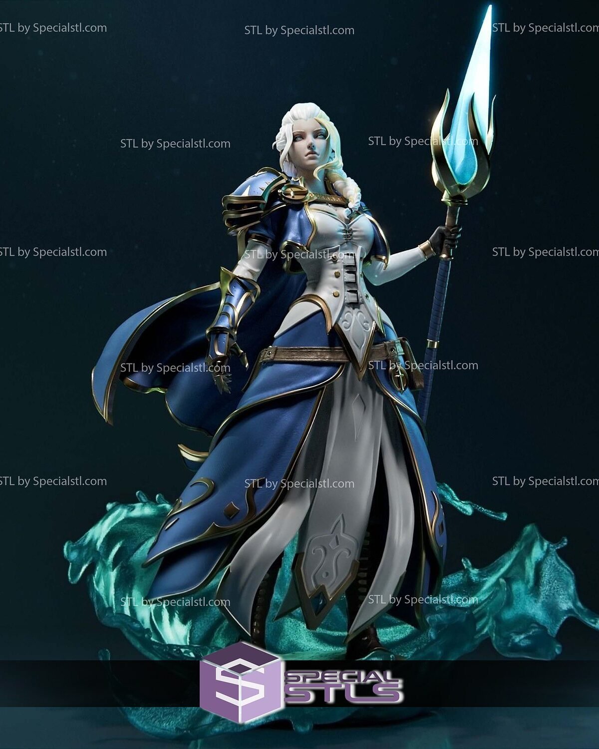 Jaina Proudmoore resin figure in arcane battle stance