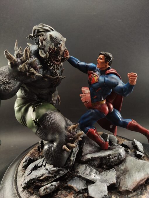 Hand-painted hero statue with cape detail
